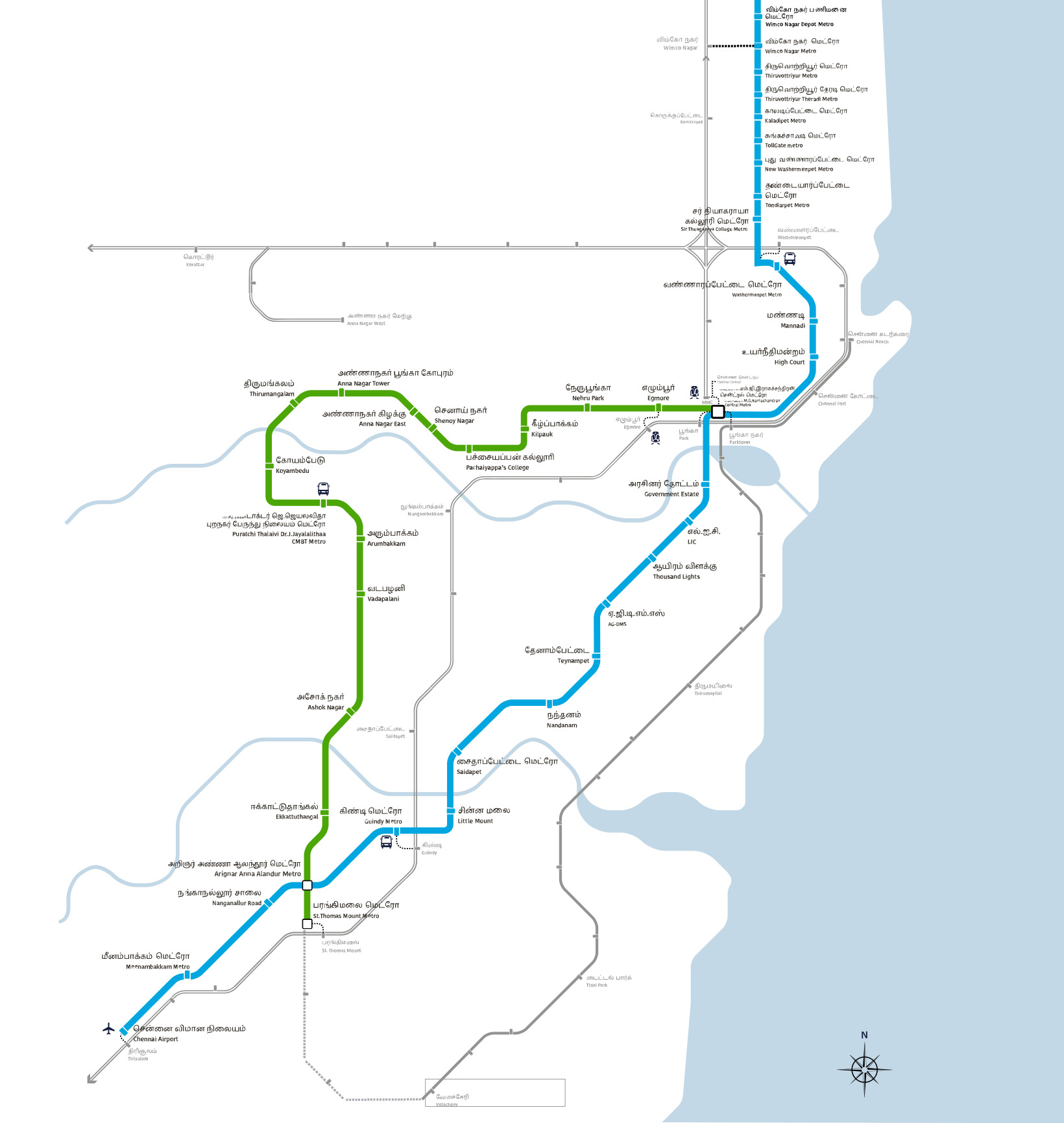 Chennai Metro Network Map 2026