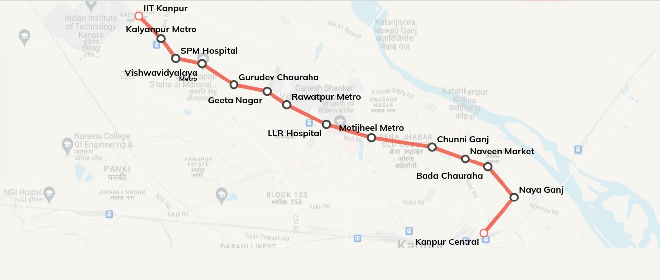 Kanpur Metro Network Map 2026