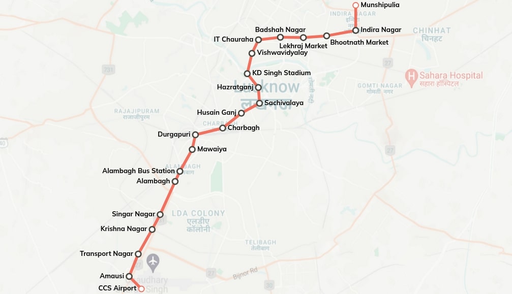 Lucknow Metro Network Map 2026