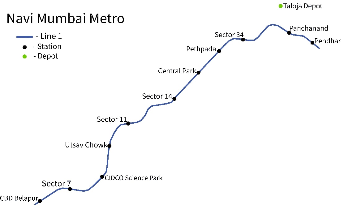 Navi Mumbai Metro Network Map 2026